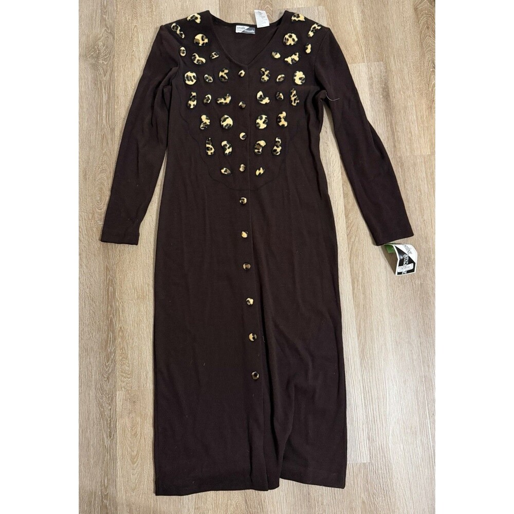 Sunshine Starshine Women’s Brown Leopard Knit Dress NWT Size Small Fran Drescher